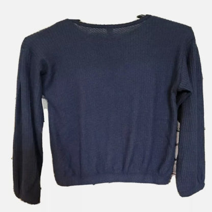 NEW Nordstrom 1901 NWT Women's Top thermal Navy Peacoat Shirt Blue Medium 8-10