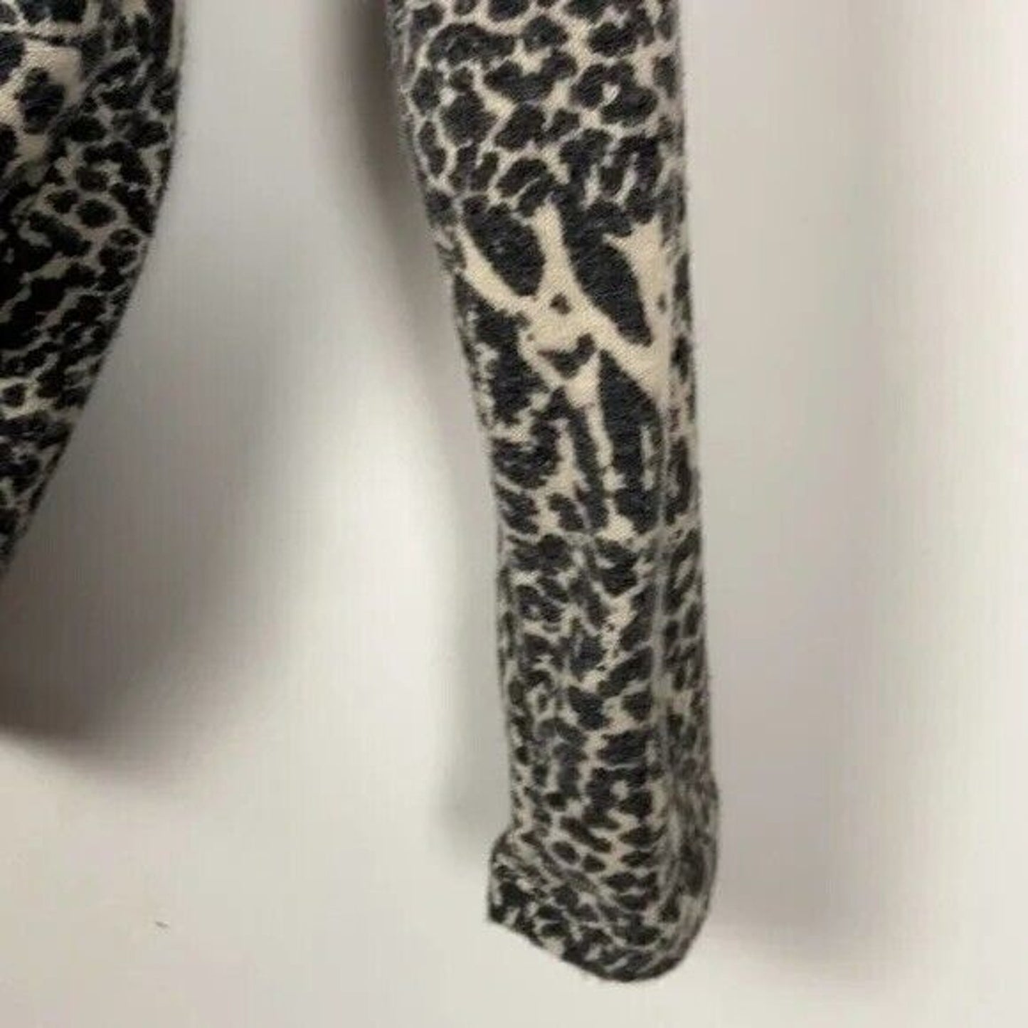 Poof Women Fleece V-neck Twist Top Sweater Size SMALL Animal Print NWT