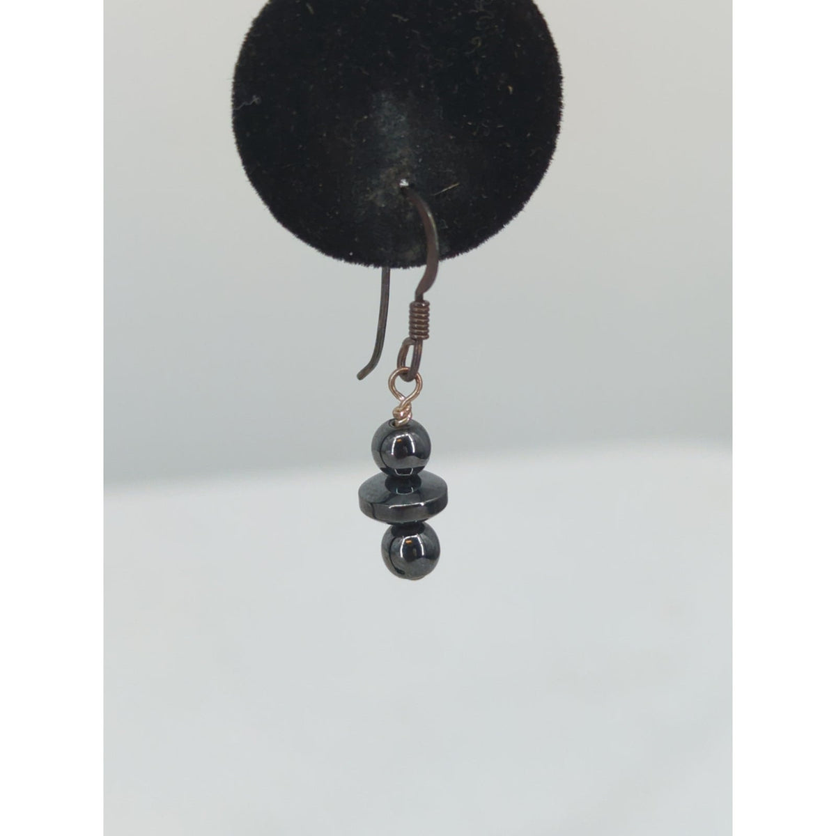 Vintage Dark Onyx Glass Beaded silver .925  Petite Dangle Earrings
