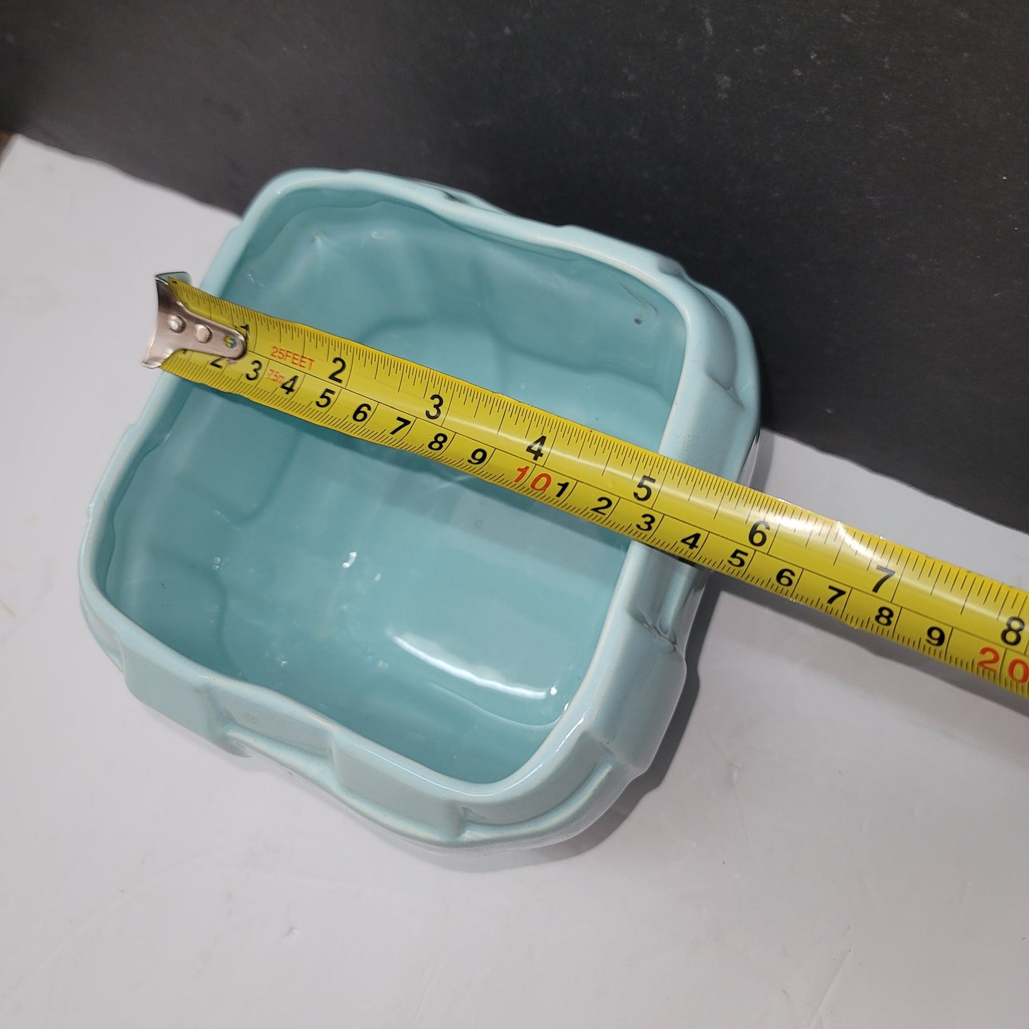 Planter basketweave BABY blue 5" x 5" square vase