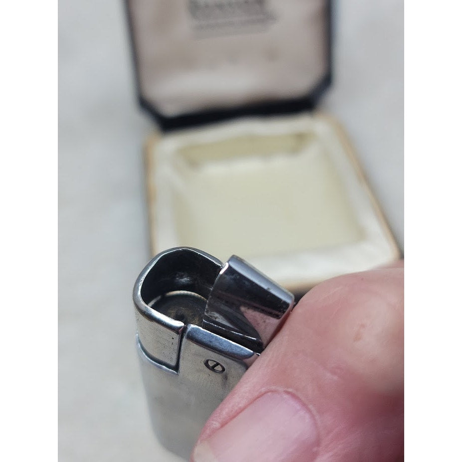 Vintage Ronson Varaflame Butane Lighter Silver Engraved Mid-Century Modern Box