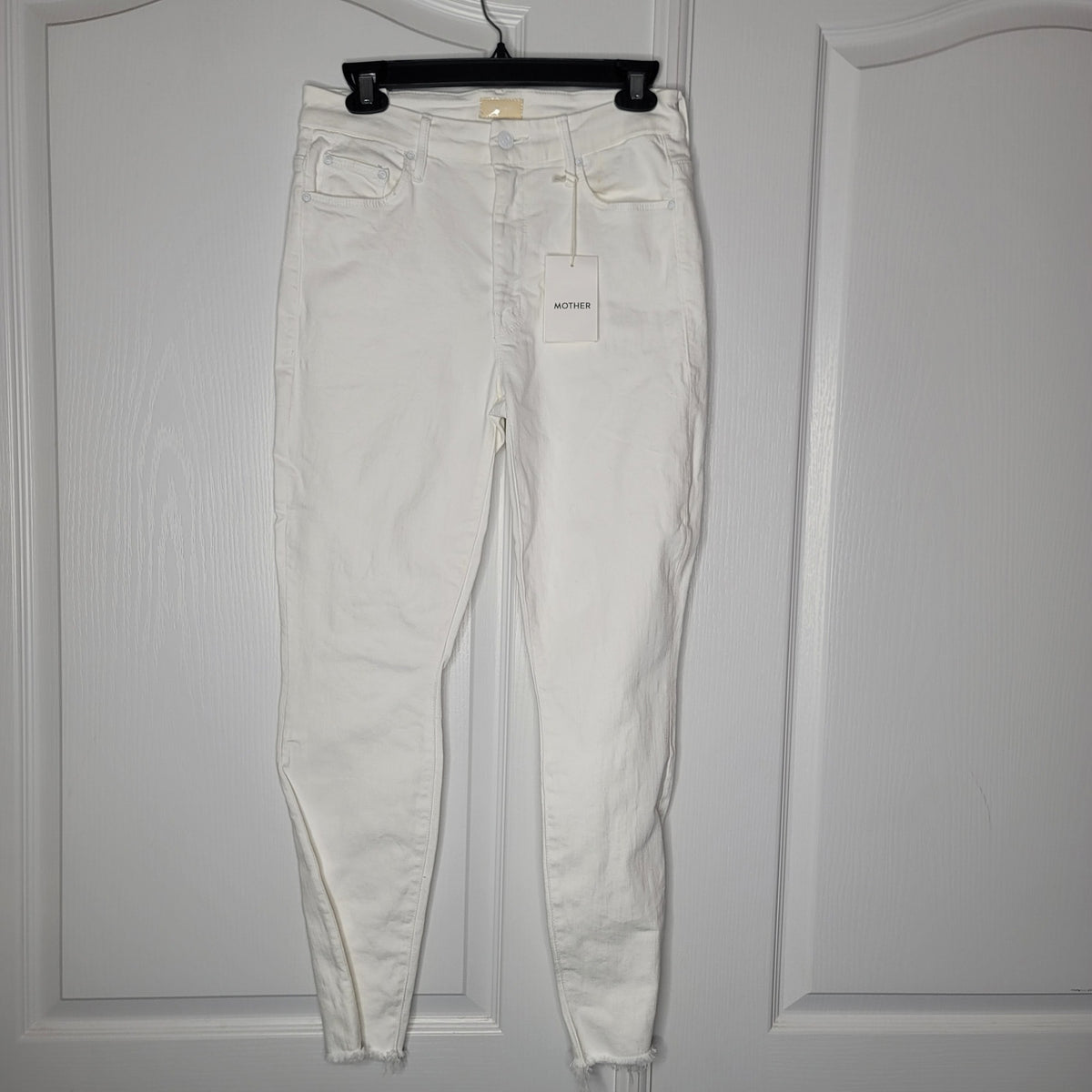 MOTHER White straight raw hem Size 27 Denim jean Pants NEW Skinny