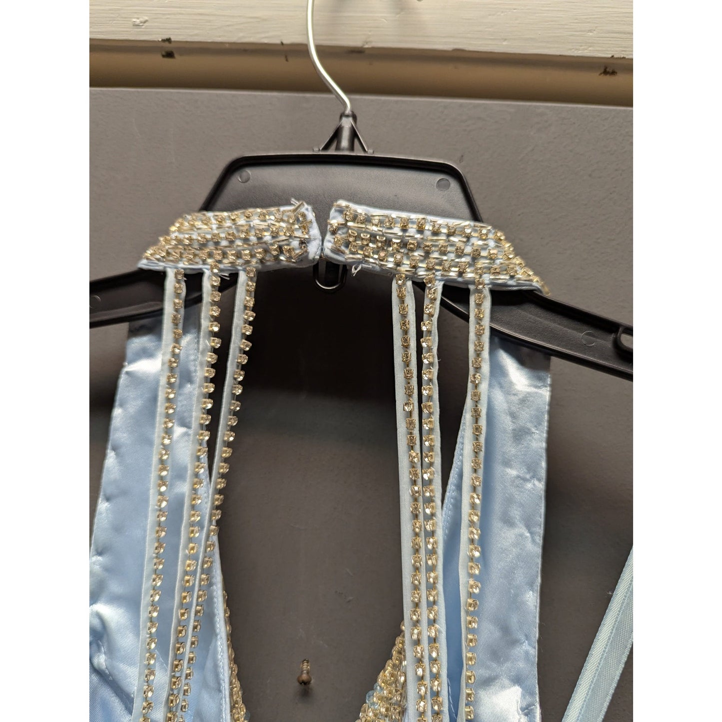 Mac Duggal Light Blue Beaded Halter Neck Prom Pageant Maxi Gown 4
