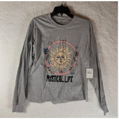 Cozy Rozy MYSTICAL Life Graphic Long Sleeve Top Sz LARGE Gray NWT