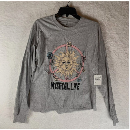 Cozy Rozy MYSTICAL Life Graphic Long Sleeve Top Sz LARGE Gray NWT