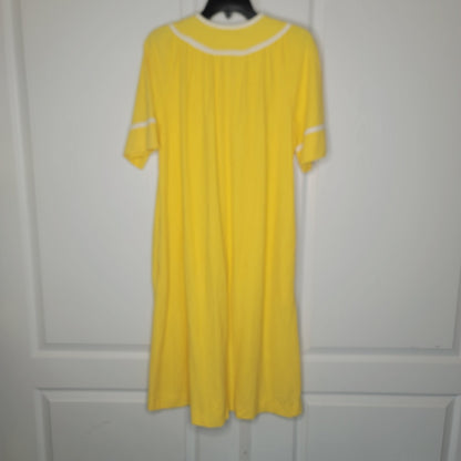 Vintage canary yellow white Housecoat housedress terrycloth pocket Medium/Large