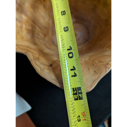 Rustic Hand-Carved Live Edge Teak Root Wooden Bowl Tree Stump Centerpiece