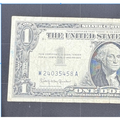 Paper Currency Bank Note Money $1 Series 1957 B Silver Certificate Blue Seal
