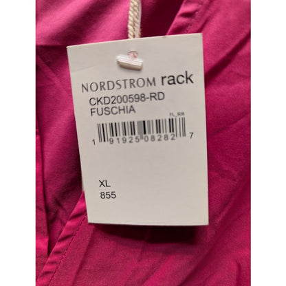 MELLODAY Fushia Pink Poplin Cotton Belted Tie Dress XL Flutter Sleeve Nordstrom