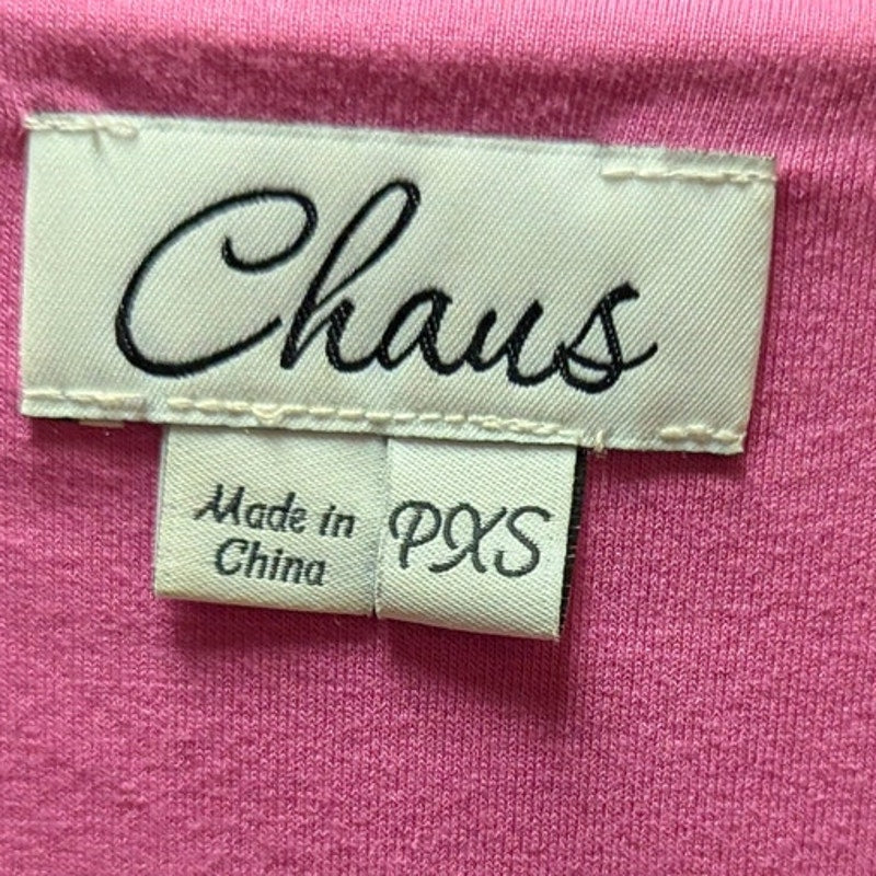 Chaus Knot Front Cap Sleeve Blouse Womens PXS Pink Ruched V-Neck Top y2K