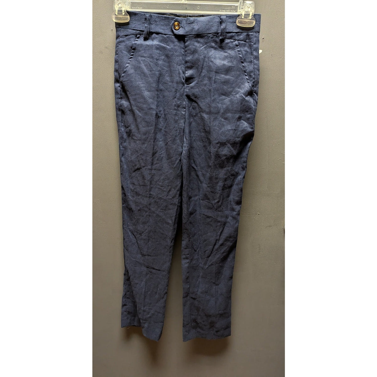 Isaac Mizrahi Kids New York Boy's Flat Front Dress Pants Size 14 blue LINEN NWT