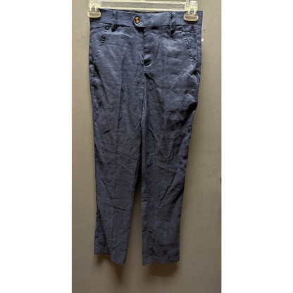 Isaac Mizrahi Kids New York Boy's Flat Front Dress Pants Size 14 blue LINEN NWT