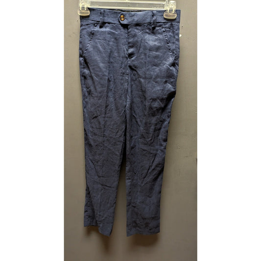 Isaac Mizrahi Kids New York Boy's Flat Front Dress Pants Size 14 blue LINEN NWT