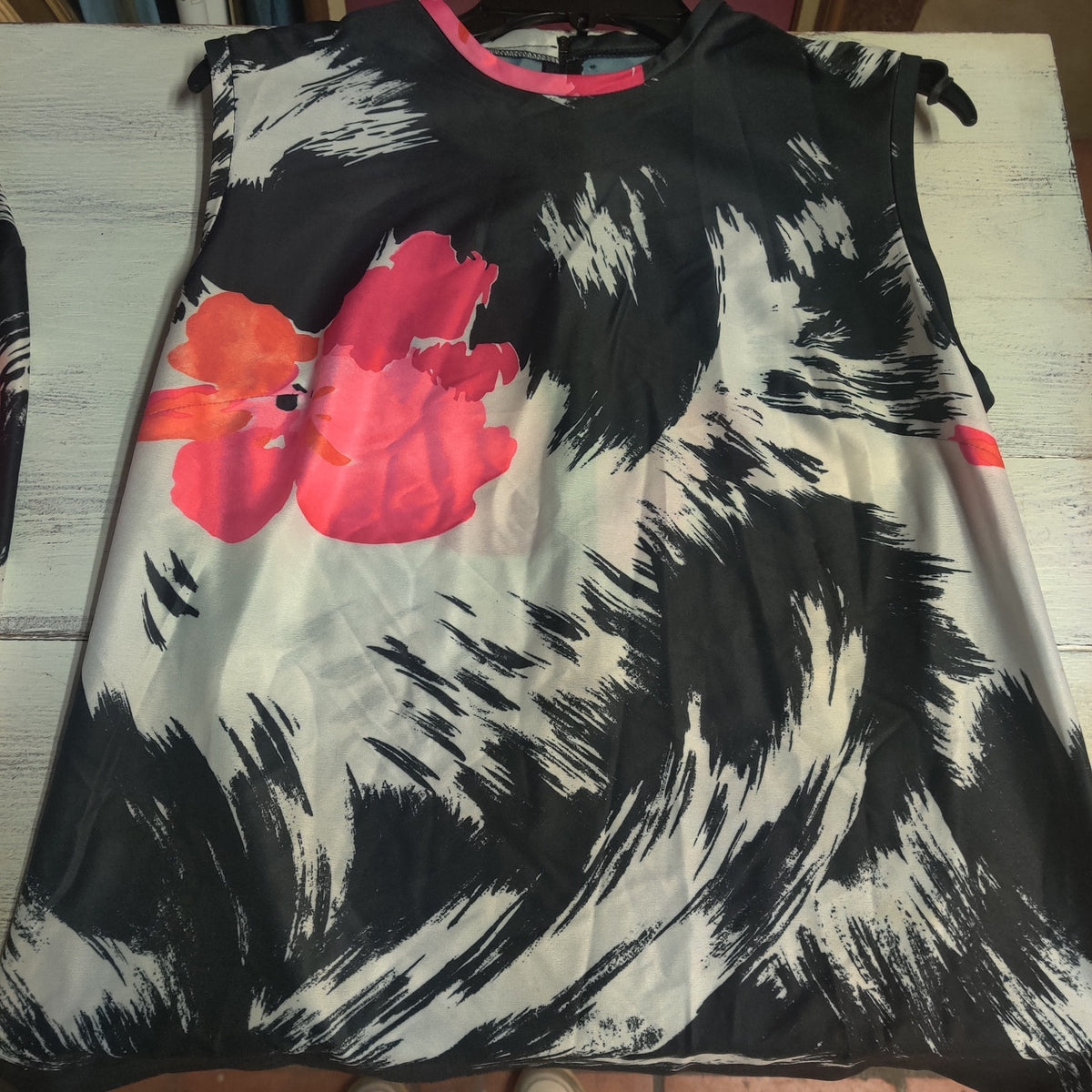 Donovan Galvani Vintage Abstract Floral 2 Pc Set Large Jacket Sleeveless Top