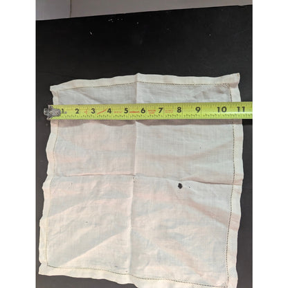 Vintage White Linen Handkerchief Plain Solid Pocket Square Classic