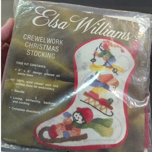 Vintage 1970s Elsa Williams Christmas Stocking Kit Carolers Crewel 00188 NOS