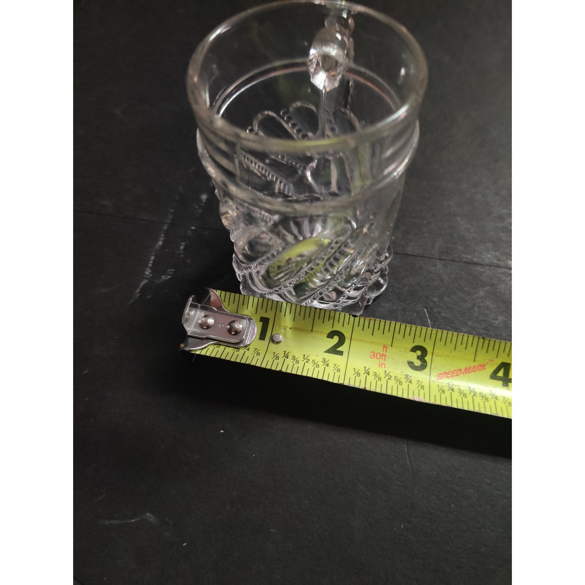 Vintage Clear Pressed Glass Miniature Mug Stein Wheat Pattern Footed