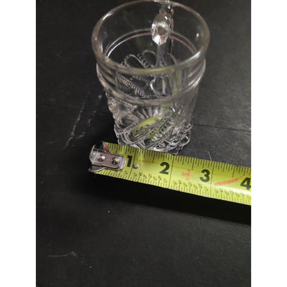 Vintage Clear Pressed Glass Miniature Mug Stein Wheat Pattern Footed