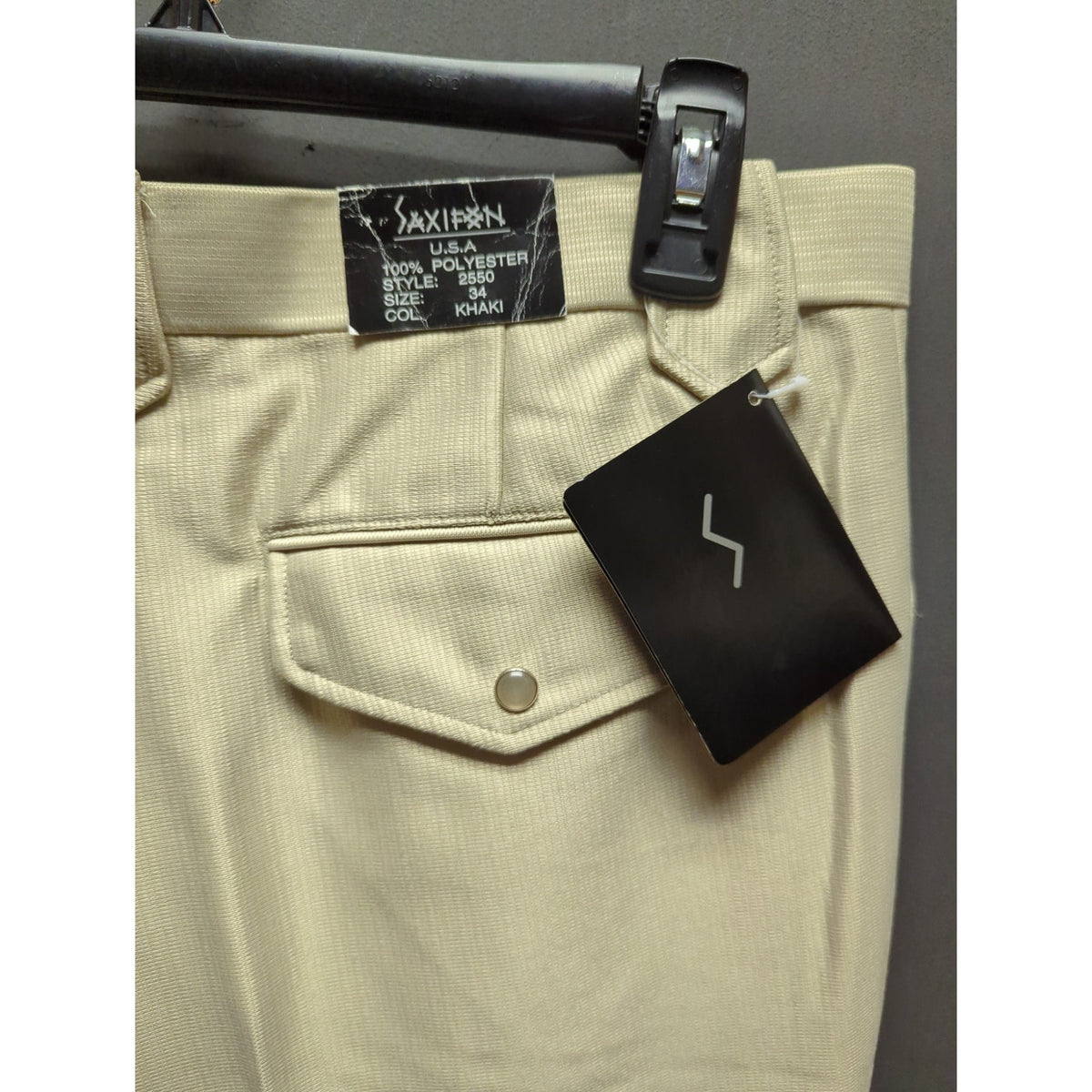 Vintage Saxifom USA Western Dress Pants Beige Polyester Ranch Cowboy 34x33