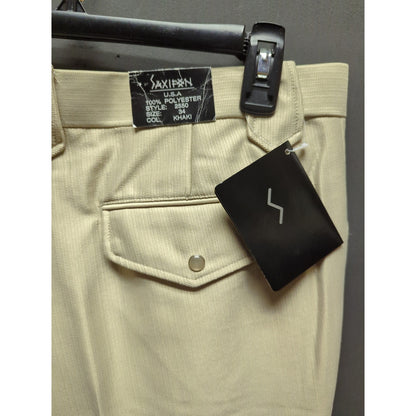Vintage Saxifom USA Western Dress Pants Beige Polyester Ranch Cowboy 34x33