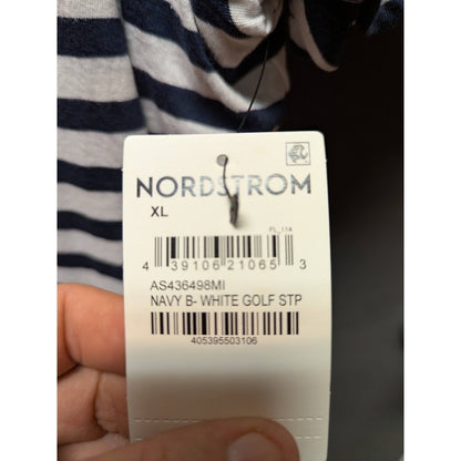 Nordstrom 1901 Size XL Blue White Striped short sleeve top Tshirt crew neck