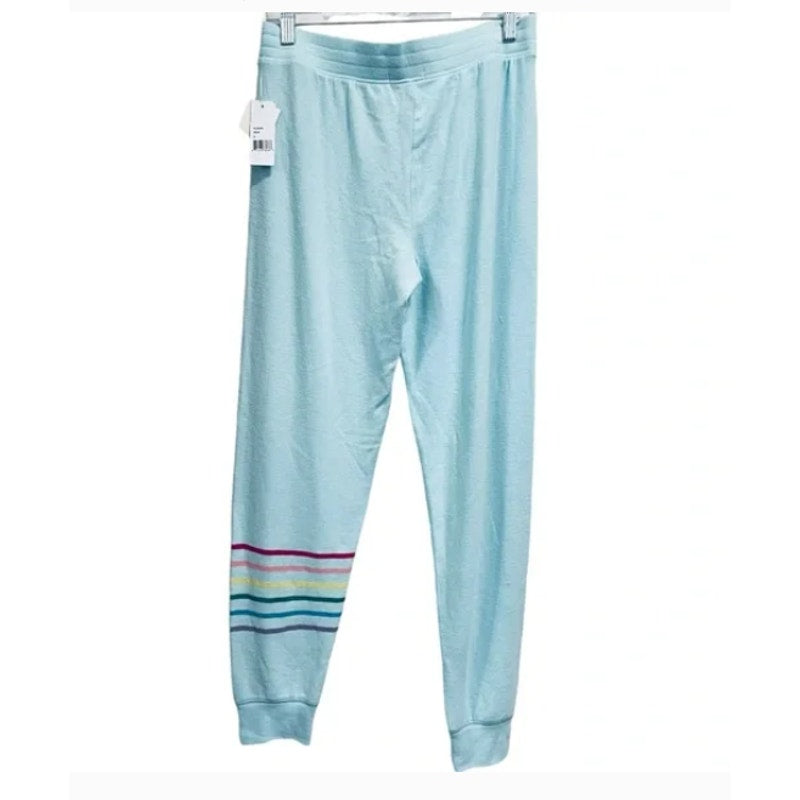 P.J Salvage Aqua Rainbow Stripe Pajama Pants Drawstring Waist Small sweatpants