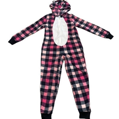 Tucker + Tate Pink Rouge Reindeer kids hooded one piece Sleepwear holiday NEW