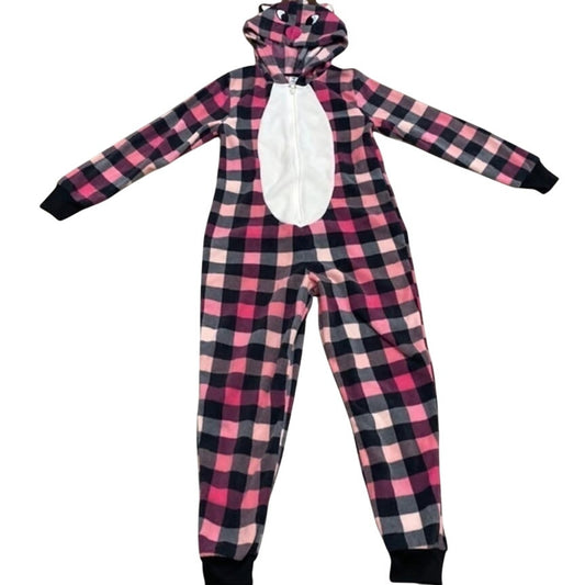 Tucker + Tate Pink Rouge Reindeer kids hooded one piece Sleepwear holiday NEW