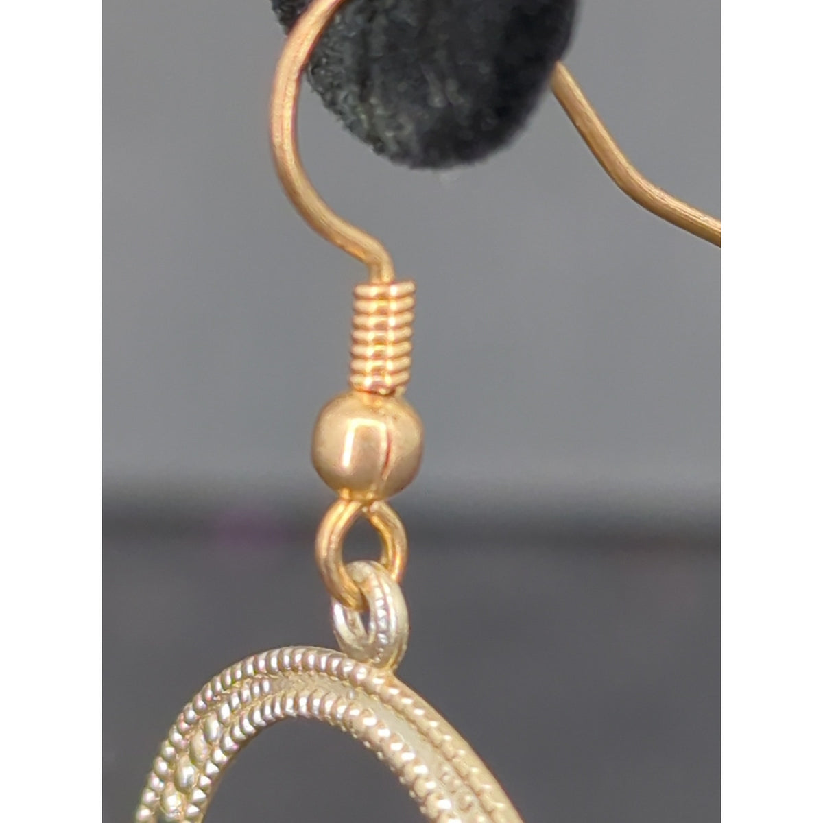 Gold Tone Openwork Filigree Circular Hoop Dangle Earrings
