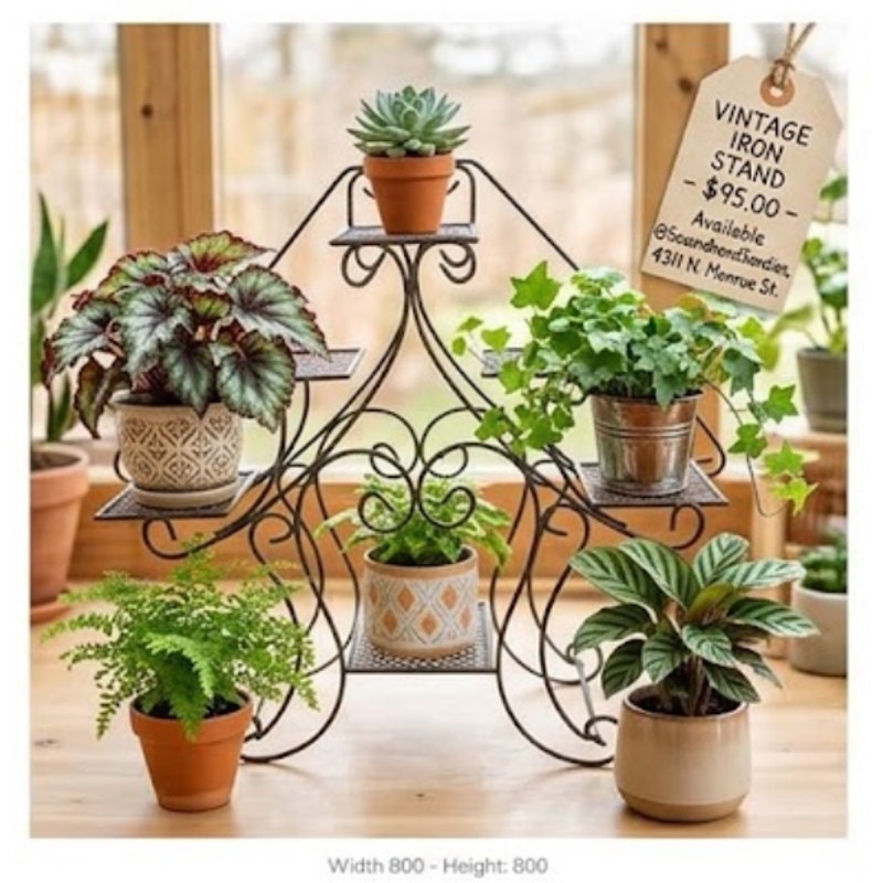 SECONDHAND SANDIES: Vintage Heavy 6 Pot Iron Plant stand