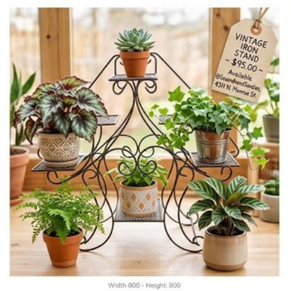 SECONDHAND SANDIES: Vintage Heavy 6 Pot Iron Plant stand