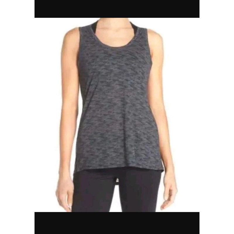 Zella Heathered Gray Keyhole Tank Top Activewear Yoga Studio Performance Medium