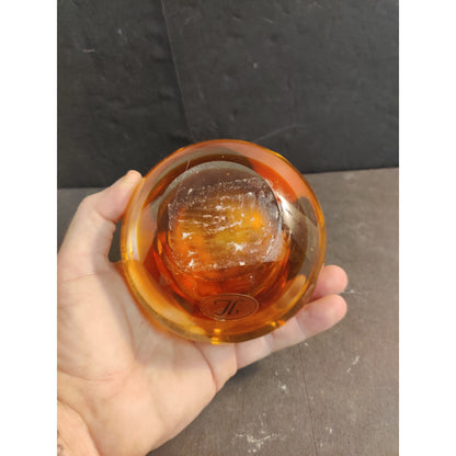 Vintage Houbigant Sommerso Art Glass Perfume Bottle Amber Topaz Signed Base