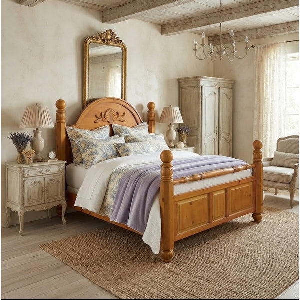 Secondhand Sandies: Queen Pine Turned Posts French Country Headboard Footboard Set