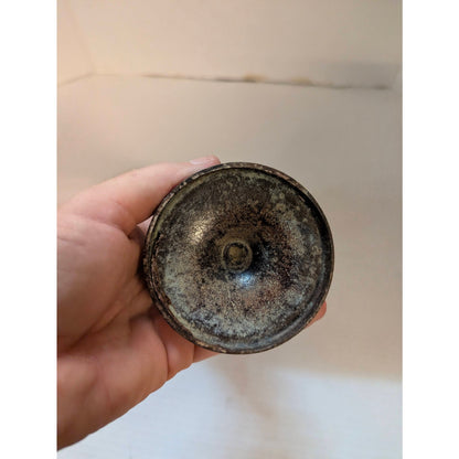 Vintage Antique Brass Trumpet Vase Distressed Etched Verdigris Metal 10"