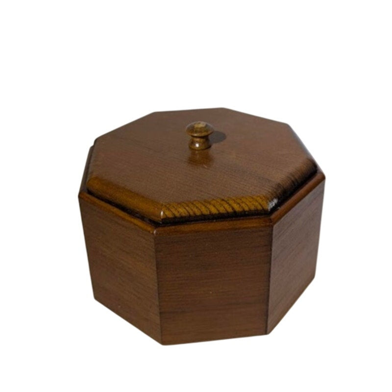 Vintage Octagonal Wooden Keepsake Box | Mid-Century Trinket Jar Vanity