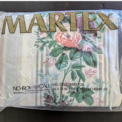 Set of 3 Martex FULL Flat and Fitted Sheet No Iron Percale Vintage New Old Stock