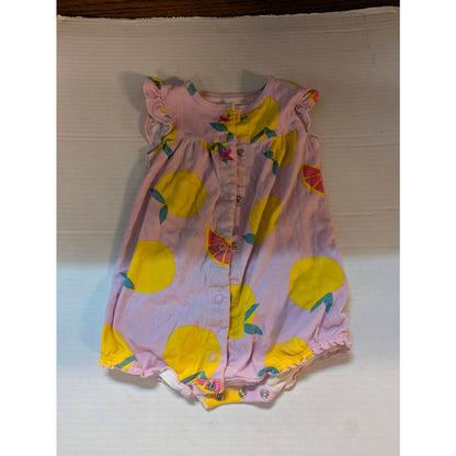 Carter's Pink Lemon Print Sleeveless Sun Romper Snap Front Summer Outfit 9M
