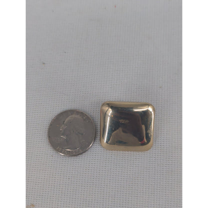 Vintage Mid-Century Gold-Tone Square Clip-On Earrings Chunky Minimalist