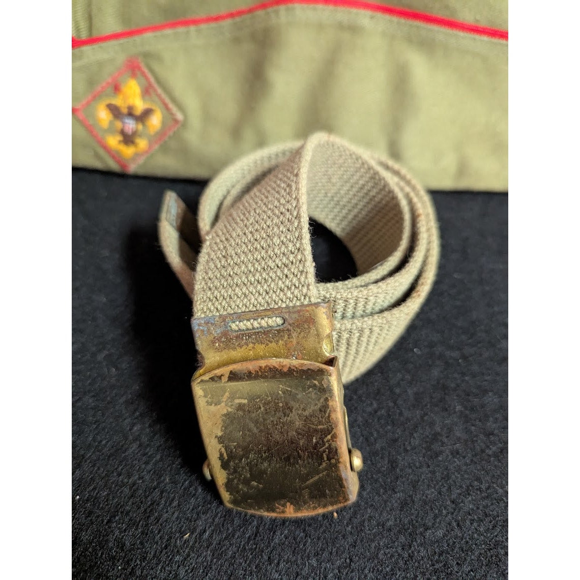 Vintage 2 Pc. 1950-1960 Boy Scouts of America Garrison Cap Green 10.25 and belt