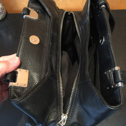 Vince Camuto ROSIE Black Shoulder Top handle pebble leather purse 3 Zip snap