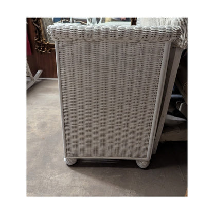 Secondhand Sandies: White Wicker Twim Headboard with 2 side end tables BEACH DECOR