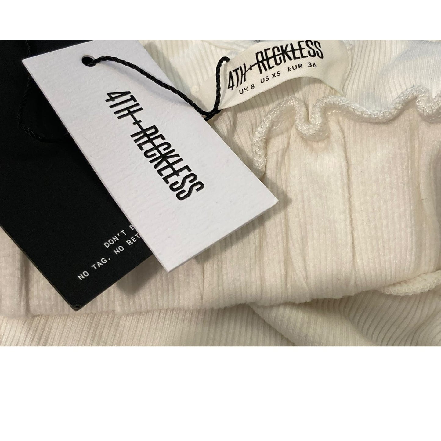 4th & Reckless V-Back Robyn Knit Ribbed Crop Top Sz XS/Extra Small in White NWT