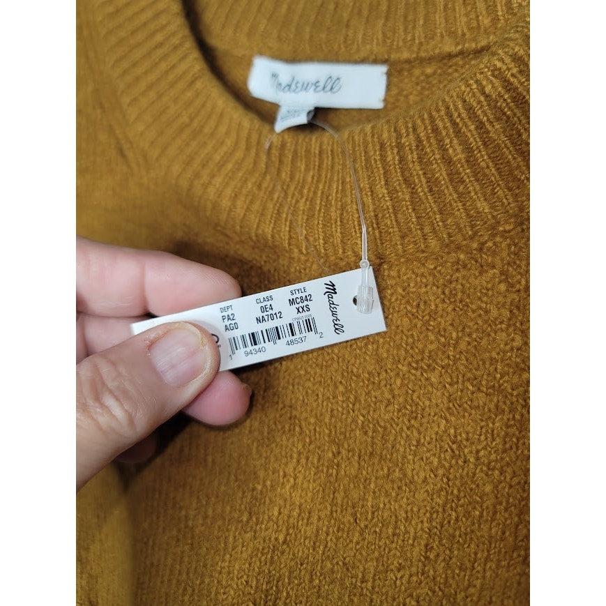 Madewell Mustard Yellow Button-Side Crewneck Sweater NWT Size XXS