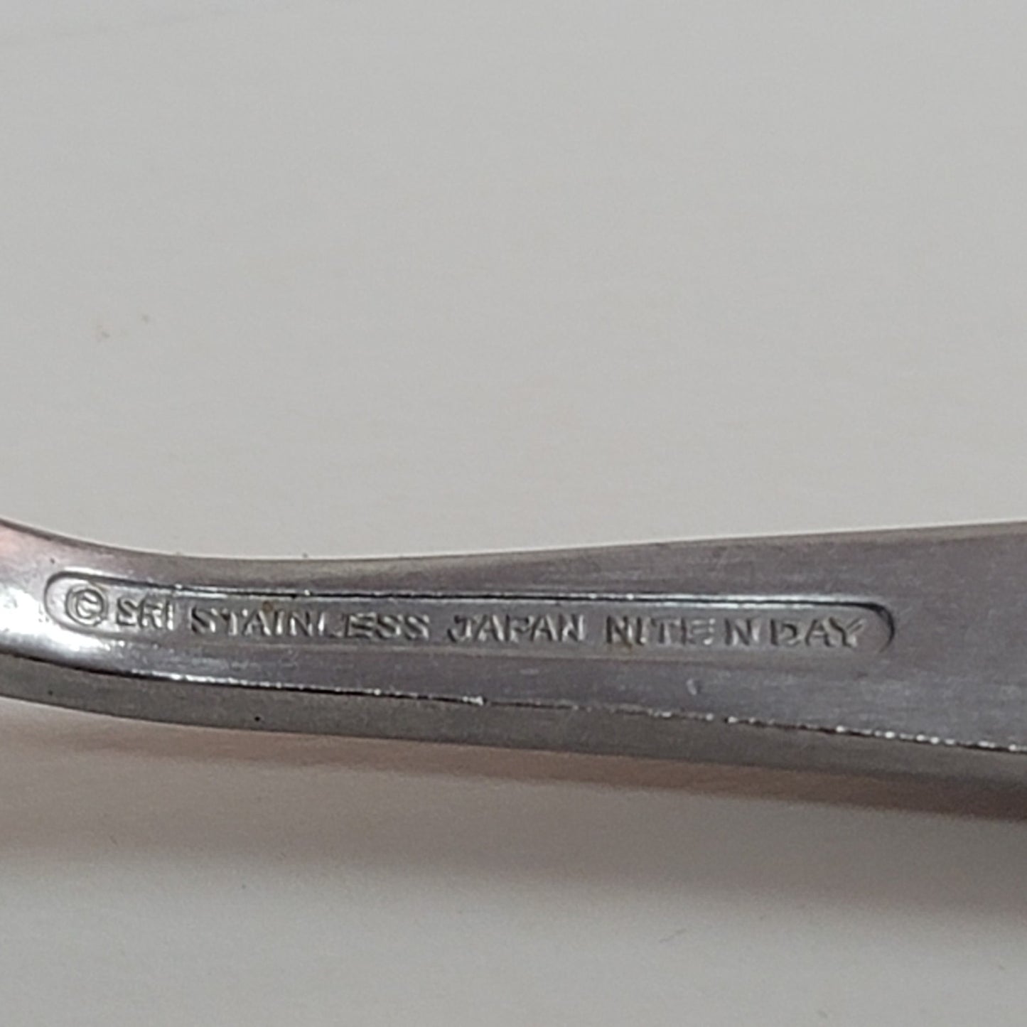 2 Stainless Soup SPOONS Stanley Roberts Japan NITE AND DAY pattern silver black