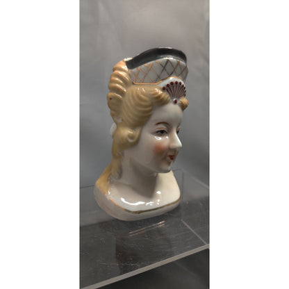 Vintage 1950s Queen Colonial Regal Lady HeadVase Planter Figurine Kitsch MCM
