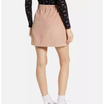 BP Elastic Waist Pull-On Corduroy Mini Skirt In Tan Nougat NEW MEDIUM