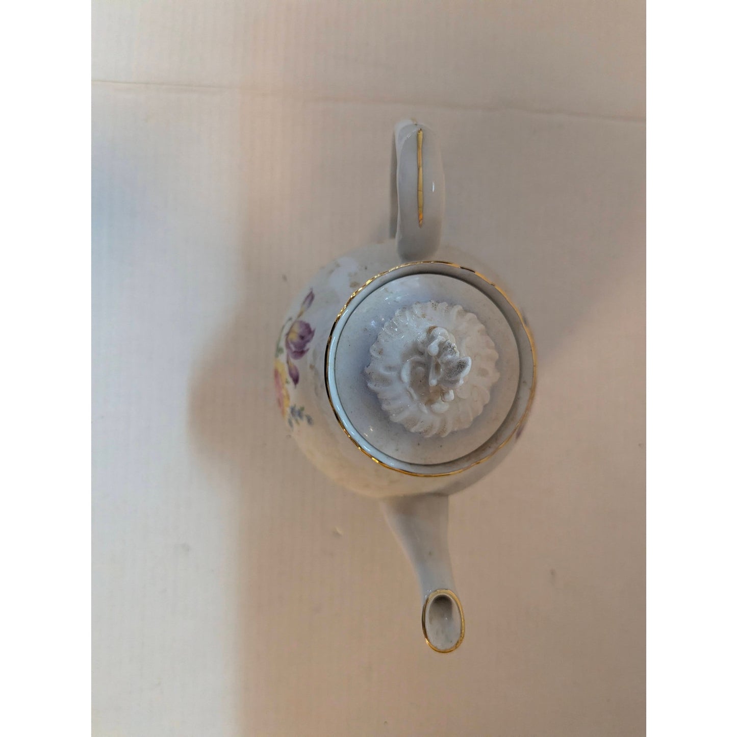 Vintage Schumann Arzberg Teapot German Porcelain Floral Gold Trim 7.5"
