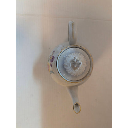Vintage Schumann Arzberg Teapot German Porcelain Floral Gold Trim 7.5"