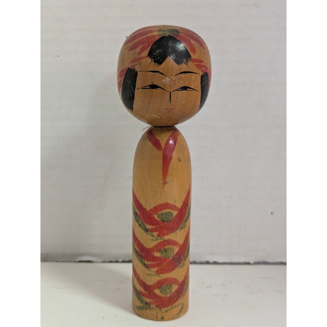 Vintage 1960s Japan Kokeshi Yamaha Doll Wood Handmade Hand Painted Japanese